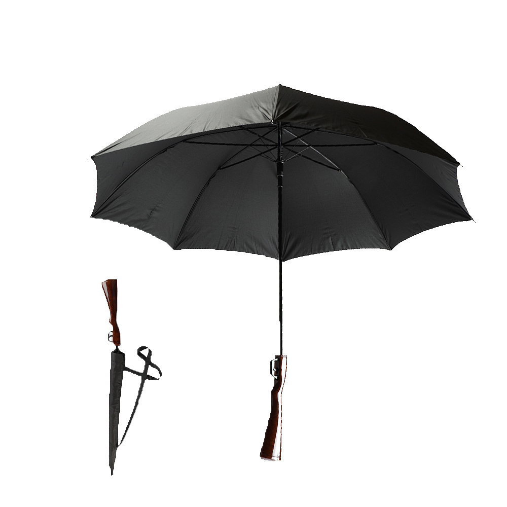 Straight Auto Open Promotional Rifle Gun Umbrella Golf Umbrella Travel Outdoor Super Markets with Shoulder Strap All-season