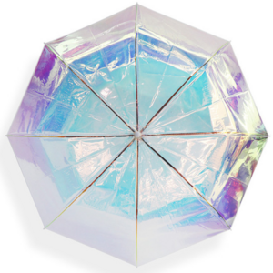 Laser change color iridescent clear Transparent Umbrella Colorful Gradient Plastic PVC hologram Holographic Umbrella