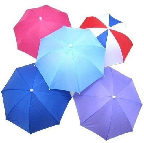 Promotional Customized Colorful Mini Foldable Rain Sun Hard Head Hat Umbrella 60cm Arch Length Manual Open