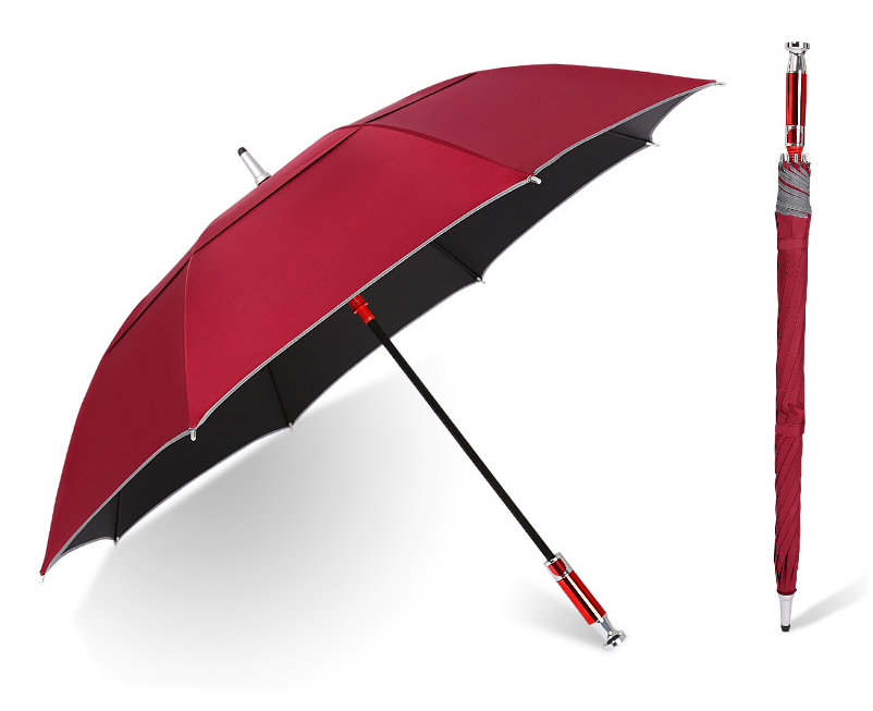 Custom printed logo layer large straight double canopy windproof golf umbrella