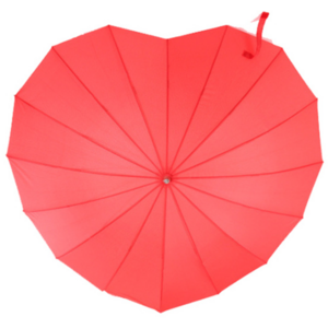 High quality Unique Design Red Heart Shape Straight Umbrella Manual Open Umbrella