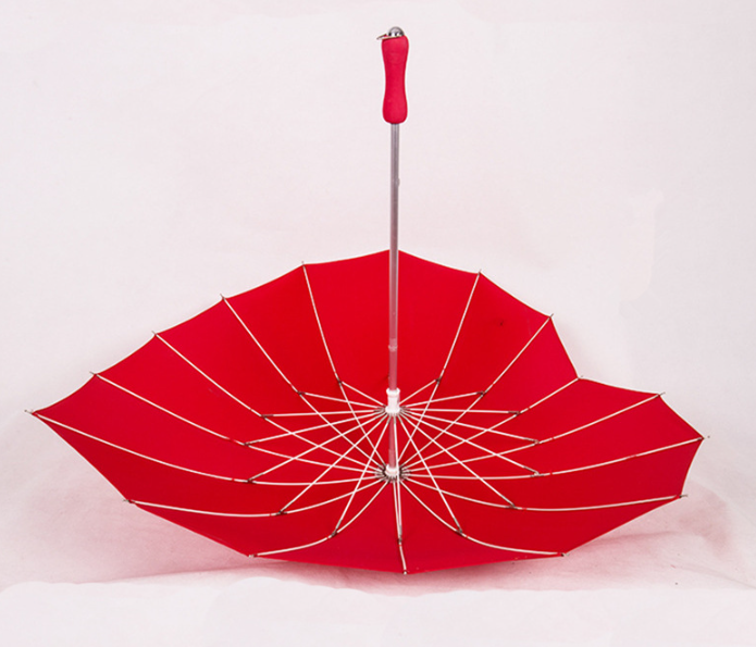 High quality Unique Design Red Heart Shape Straight Umbrella Manual Open Umbrella