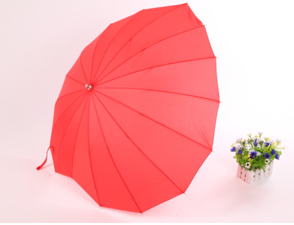 High quality Unique Design Red Heart Shape Straight Umbrella Manual Open Umbrella