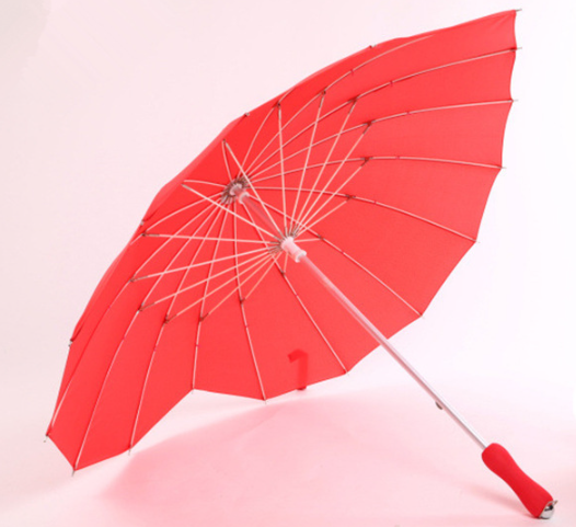 High quality Unique Design Red Heart Shape Straight Umbrella Manual Open Umbrella