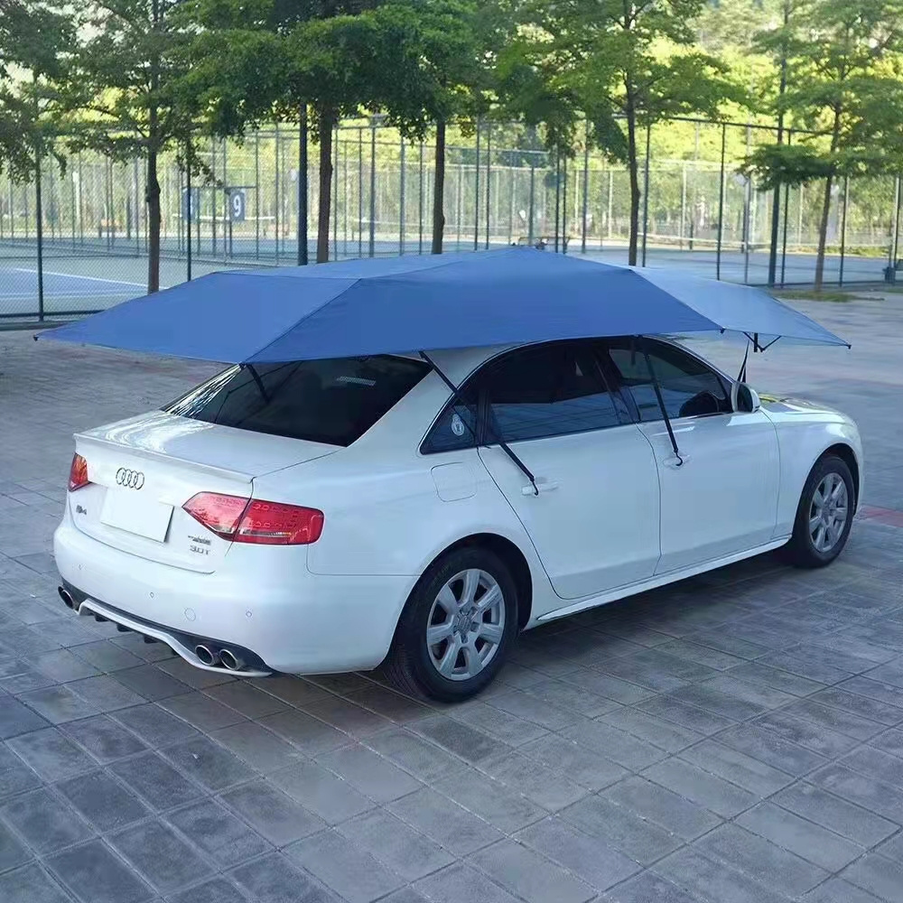 5M Factory Hot Sell Big Size Automatic Remote Control Car Umbrella Car Cover 3 Folding Umbrella Manual Open Close Plastic Pongee