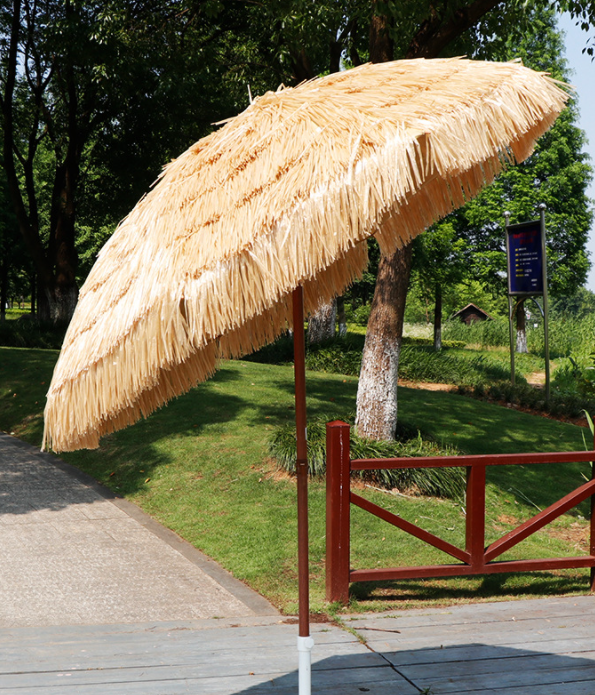 natural color outdoor palm beach plastic hawaii white tiki hula pp grass thatch outdoor straw umbrella