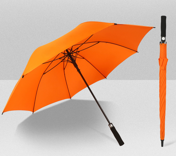 Promotional Windproof Orange Auto Opening Straight Golf Gift Umbrella