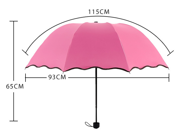 Meet Water Colour Changing Flowers Pattern Printing Magic Umbrellas Rain uv 3 Folding Umbrella For Women Designer