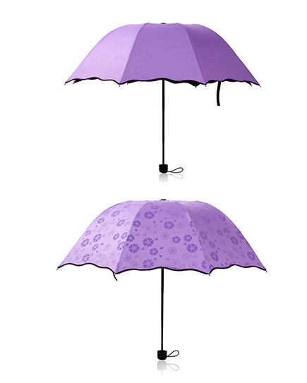 Meet Water Colour Changing Flowers Pattern Printing Magic Umbrellas Rain uv 3 Folding Umbrella For Women Designer