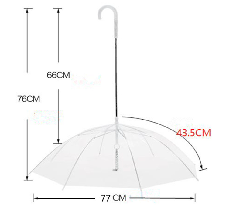 Transparent waterproof pet rain gear dog umbrella with leash