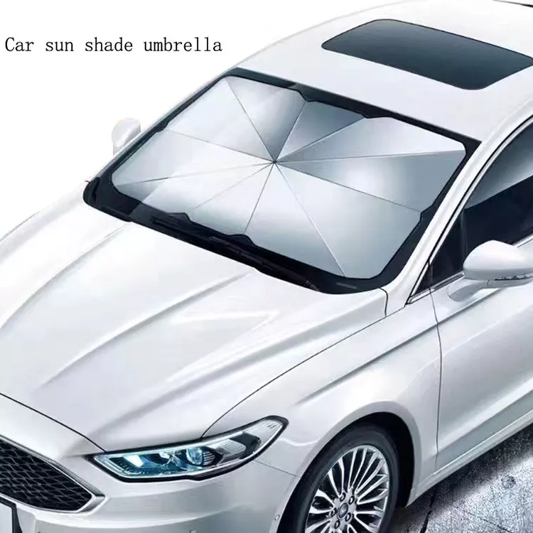 New Innovative Silver Coated Front Windshield Sunscreen Protector Fold Car Parasol Umbrella Uv Resistant with PU Leather Case