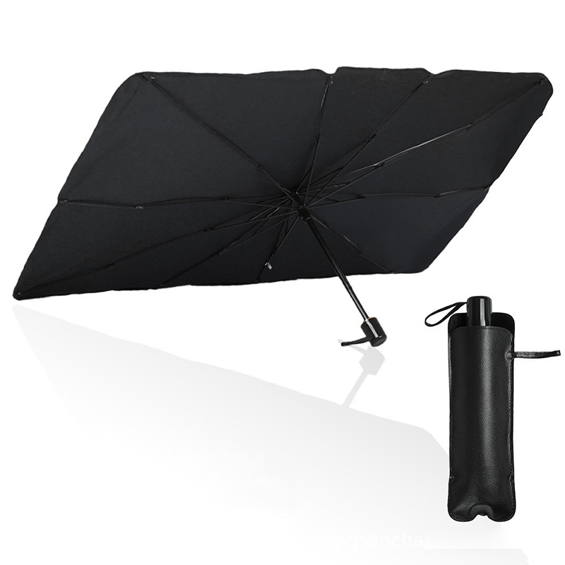 New Innovative Silver Coated Front Windshield Sunscreen Protector Fold Car Parasol Umbrella Uv Resistant with PU Leather Case