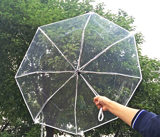 Kid's Bubble Dome Umbrella Transparent Clear Adult Umbrellas Gray Color Plastic Handle Manual Open,all in 1 for Children Support