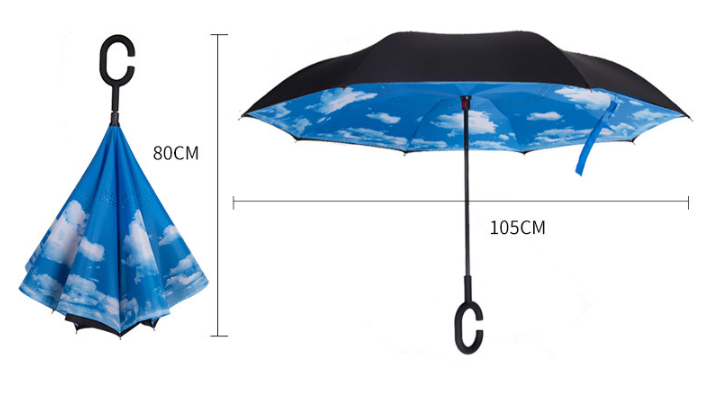 High quality C handle logo custom automatic car umbrella double layer reverse inverted umbrella