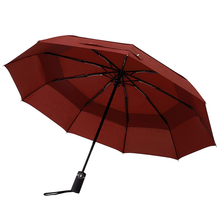 Hot sale 10 ribs automatic double layer travel umbrella windproof waterproof folding umbrella luxury umbrella