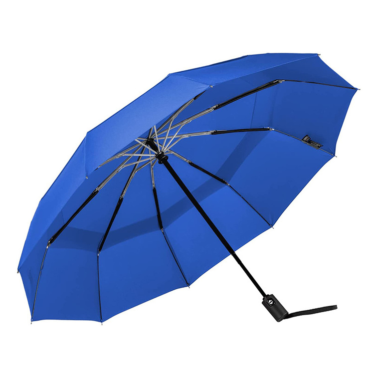 High quality colorful auto open close double layer 3 folding umbrellas with logo prints custom made