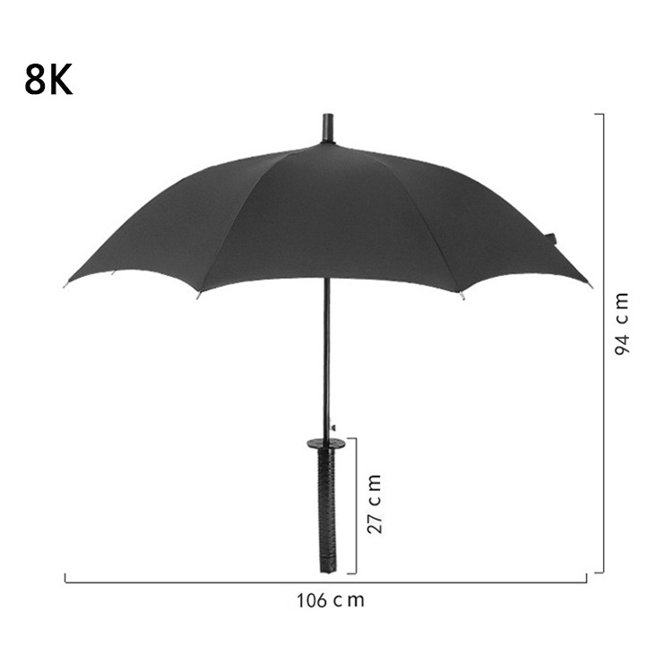 Custom size 8 16 24 ribs samurai umbrella logo printing katana japanese umbrella