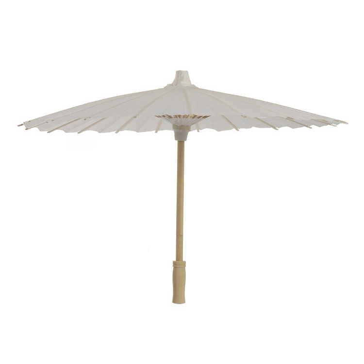 Fashion paper umbrella gift customized DIY kids handmade drawing wooden straight white wedding umbrella