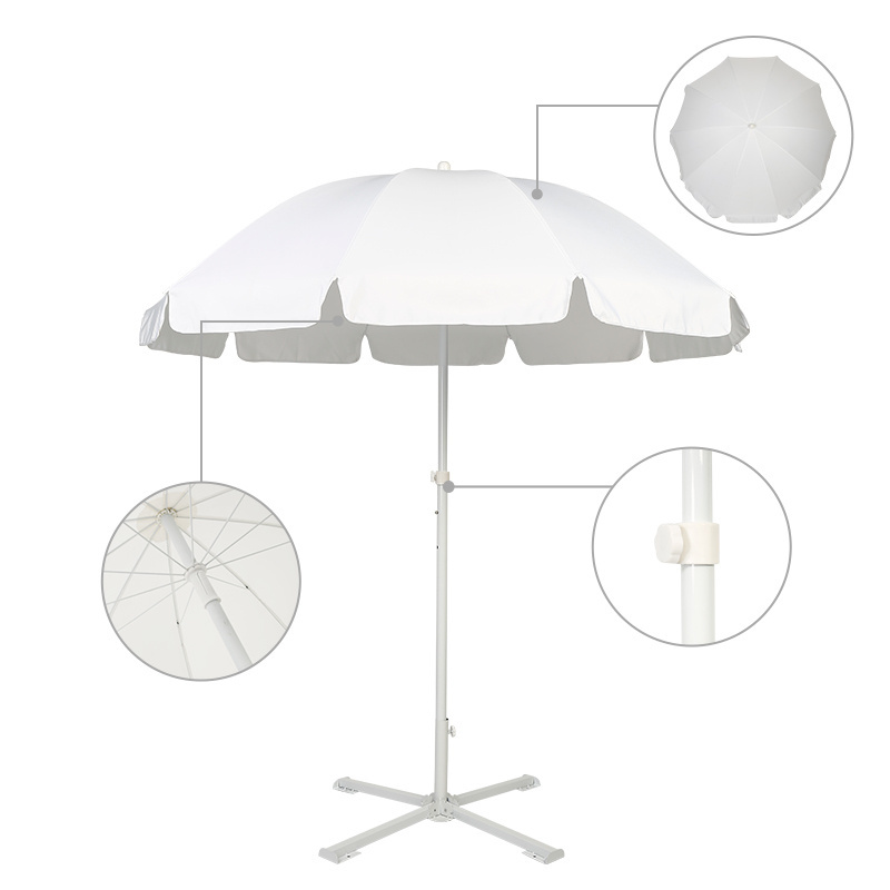 High quality white big size 2M beach umbrella outdoor fishing sunshade patio parasol umbrella with logo printed