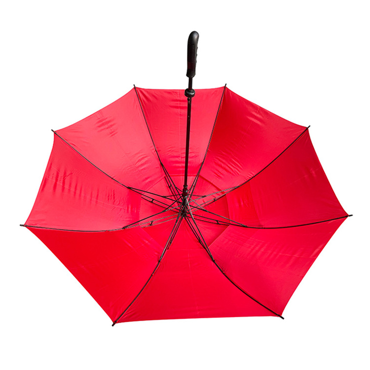 Windproof custom advertising logo extra large double layer automatic open golf umbrella promotion 2*8 ribs red big umbrella