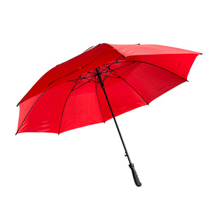 Windproof custom advertising logo extra large double layer automatic open golf umbrella promotion 2*8 ribs red big umbrella