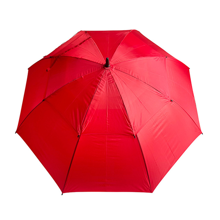 Windproof custom advertising logo extra large double layer automatic open golf umbrella promotion 2*8 ribs red big umbrella