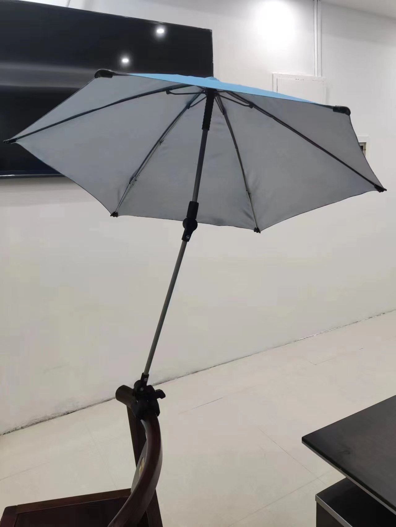 sport brella versa brella SPF 50+ Adjustable Umbrella with Universal Clamp for Chair, Stroller, Wheelchair, Golf Cart