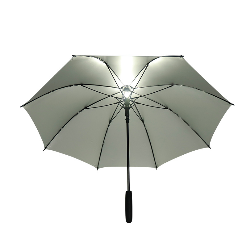 Luxury custom silver coating windproof golf umbrella led light automatic open straight umbrella large umbrella