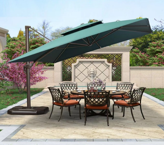 Outdoor Furniture Garden Double Canopy Umbrella Cantilever Large Parasol 3m square Patio Parasol Economic Umbrellas For Beach