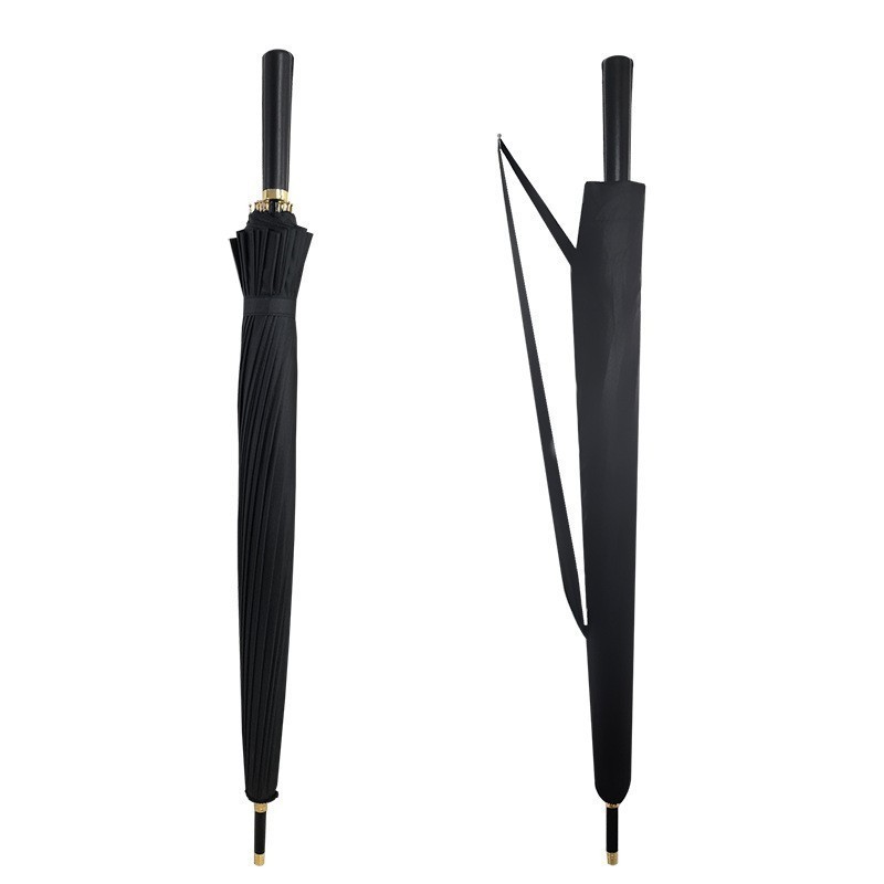 24 ribs leather handle umbrella auto open print logo business style with competitive price from china