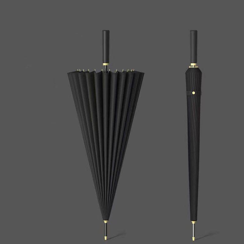 24 ribs leather handle umbrella auto open print logo business style with competitive price from china