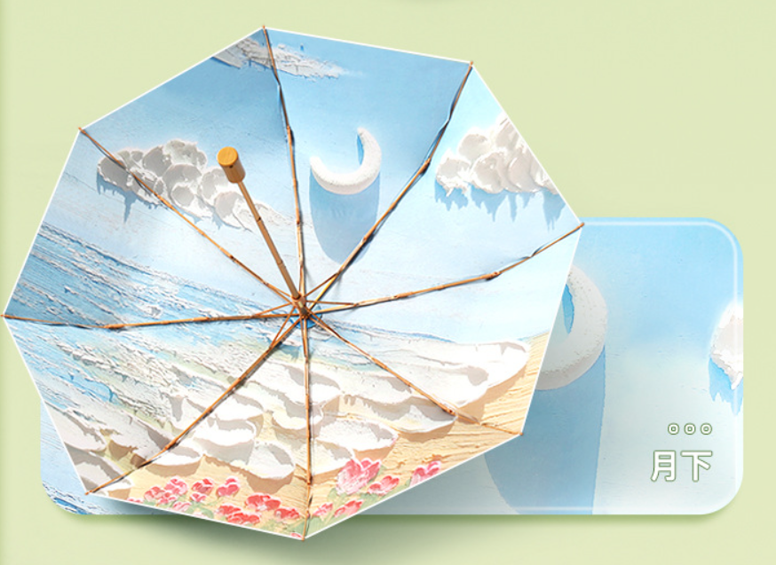 Custom High Quality oil painting Inside Full Color Picture Photo Print Parasol Umbrella