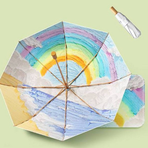 Custom High Quality oil painting Inside Full Color Picture Photo Print Parasol Umbrella