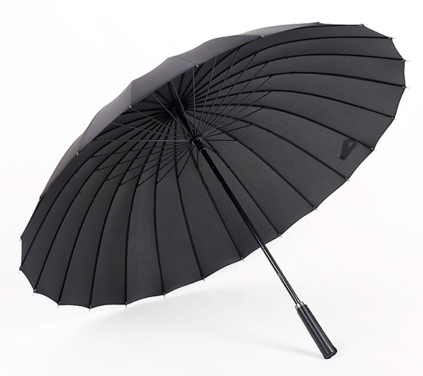 24 Ribs Straight Manual Open Strong Windproof Rainstorm Umbrella