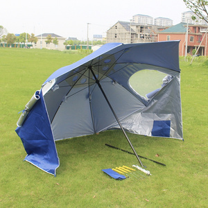 Hot sell 2.4m outdoor fishing sport shelter sun shade umbrella retail with window UV beach umbrella for sun protection