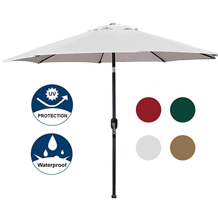 Portable wooden frame leisure ways patio advertising outdoor umbrella with plastic cup holder