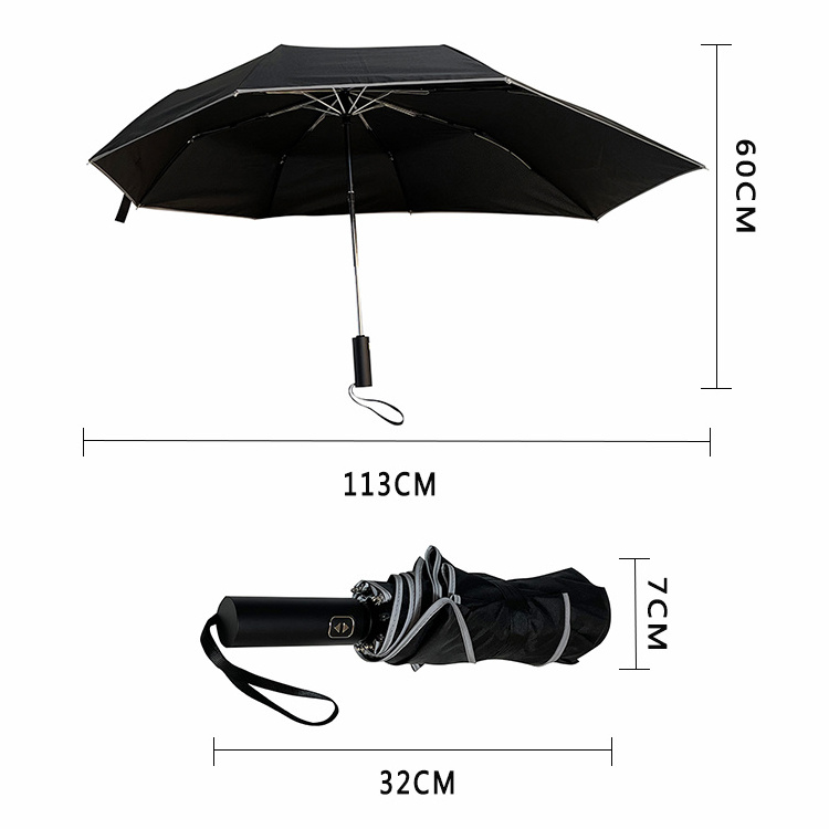 Wholesale custom logo umbrella backpack automatic open windproof reflective stripe fold umbrella for backpacks