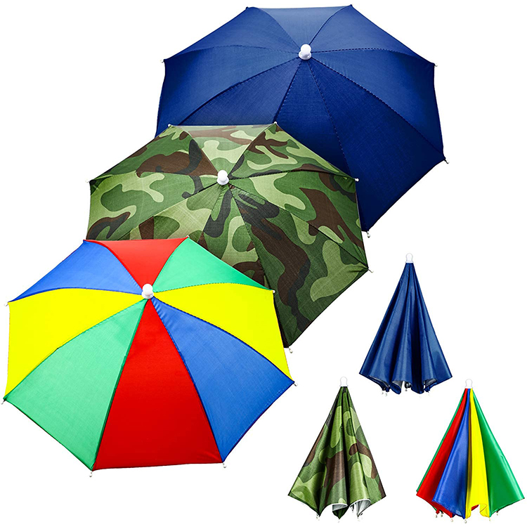 Cheap camouflage umbrella hat with logo custom print  advertising light sun umbrella for head shadow