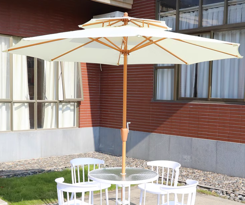 Luxury Garden Wooden Pole Beach Bamboo ECO Friendly Outdoor Sunshade Umbrella