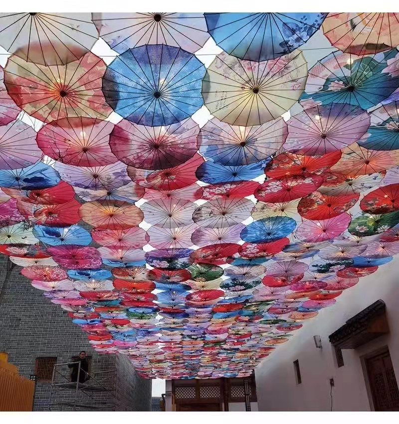 DIA60CM DIA80CM Bamboo Frame Fabric Cheap wedding party decoration umbrella Chinese Umbrella