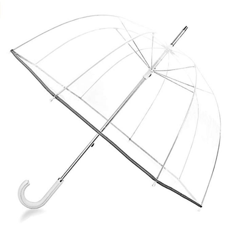 Color transparent standard size auto open long gel handle clear golf umbrella wholesale