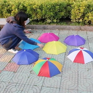 Promotional customized colorful mini foldable rain sun hard head hat umbrella