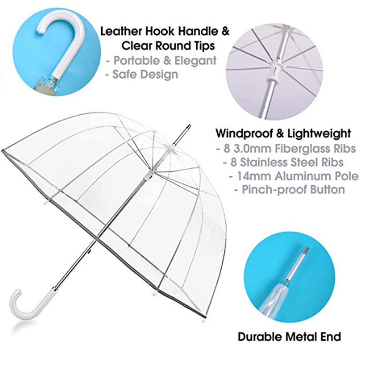 Best seller custom japanese plastic transparent pvc clear dome rain umbrella for women