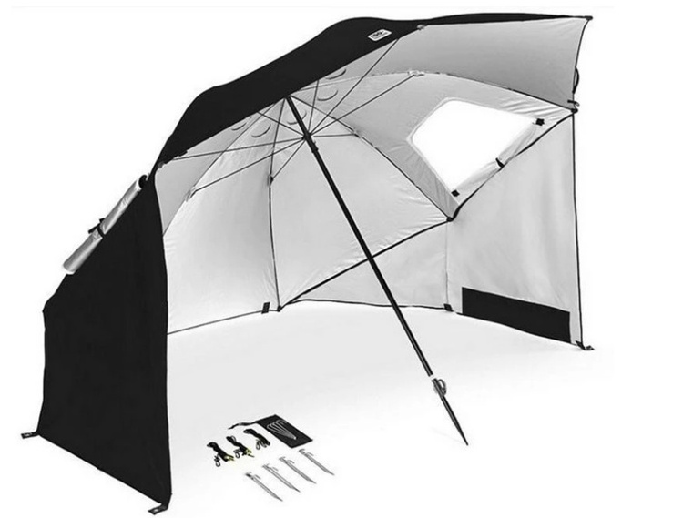 Hot sell 2.4m outdoor fishing sport shelter sun shade umbrella retail with window UV beach umbrella for sun protection