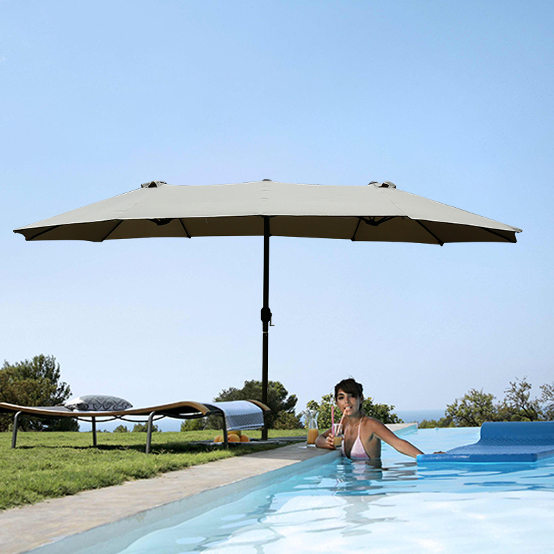 Best selling new design de playa vintage luxury patio swimming pool umbrella hotel restaurant parasol with double roof