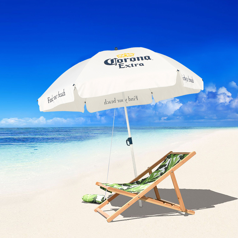 Customized small size beach umbrella fold portable sunshade white logo printed outdoor restaurant umbrella