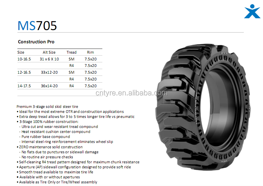 SAILUN MAXAM brand solid construction OTR truck tyres 10-16.5 14-17.5