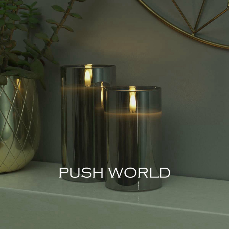 3d real flame pillar candles set in gold glass jar home decoration remote timer flameless led candle