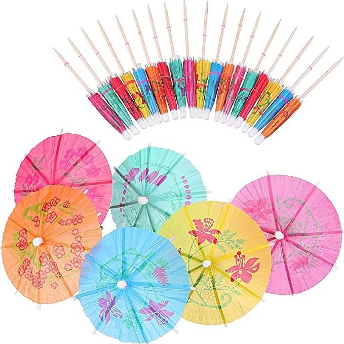 Hot Selling custom Decorative mini paper umbrella Bamboo Pick Flag stick cocktail umbrella toothpicks for drink and party