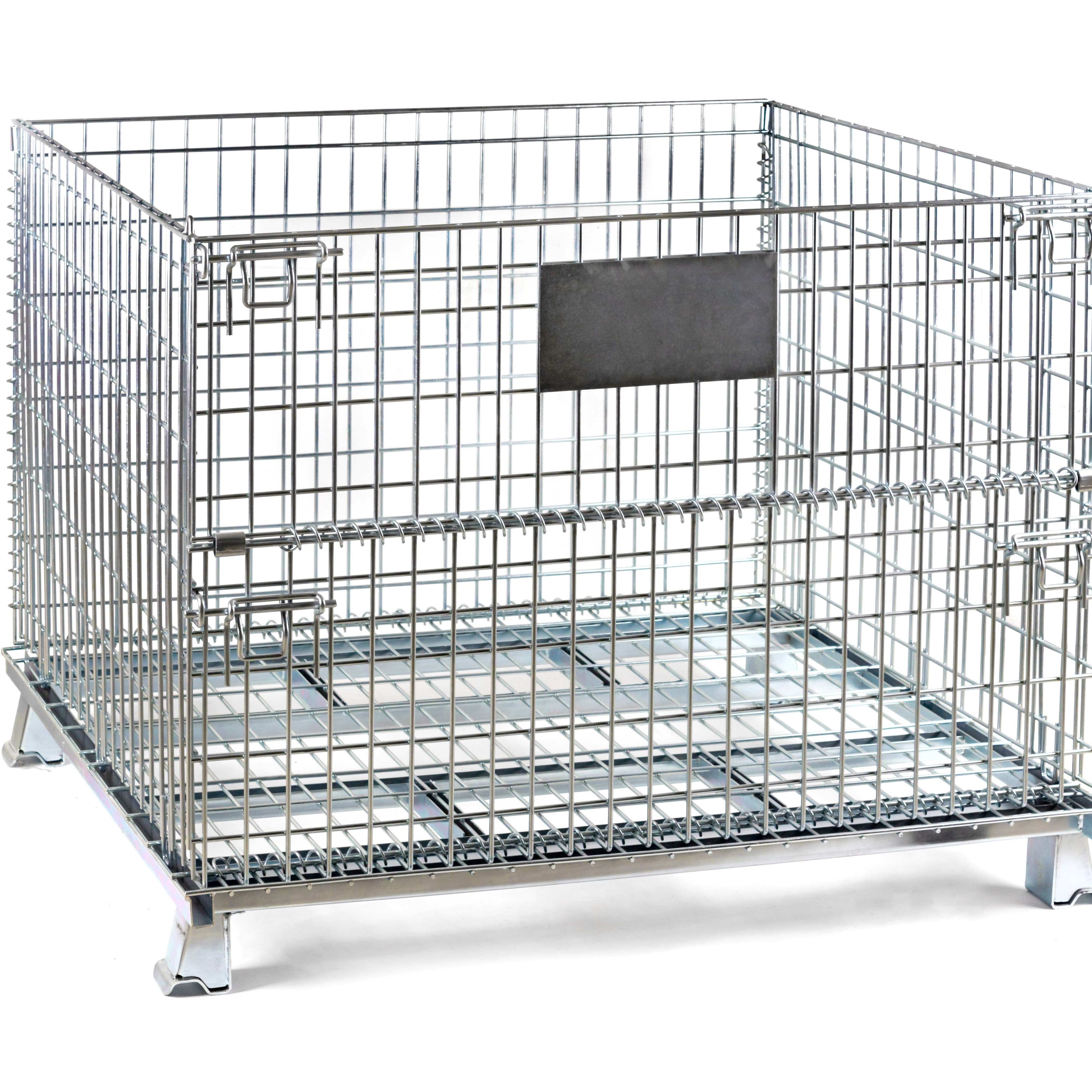 1000kg Collapsible storage folding stacked warehouse steel metal wire mesh pallet stillage cage at best price